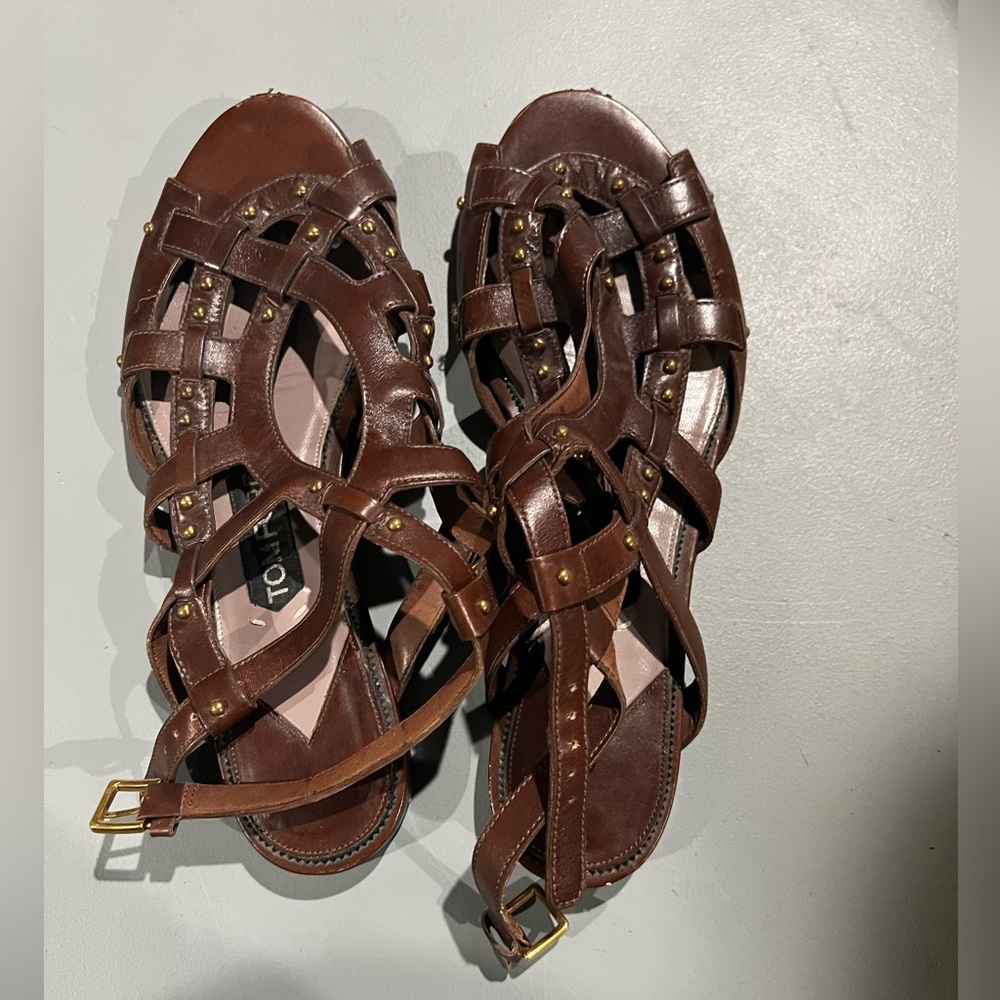 Tom Ford Leather Studded
Accents Gladiator Sandals size 38